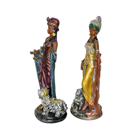 Two statues of two very cute African women with their pets  6" - Picture 5 of 9